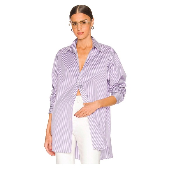 SPRWMN Striped Oversized Button-Down Shirt Relaxed Fit Tunic Top - Picture 1 of 5